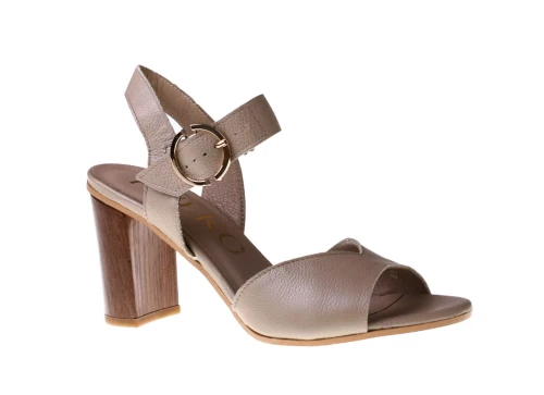 Sandały na słupkowym obcasie Ryłko 9HFR4_T4_8PB platynowy_5972