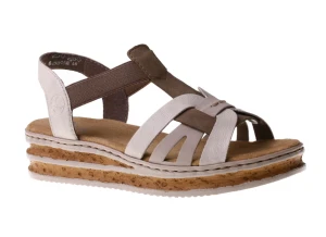 Sandały Rieker 62918-62 beige combination