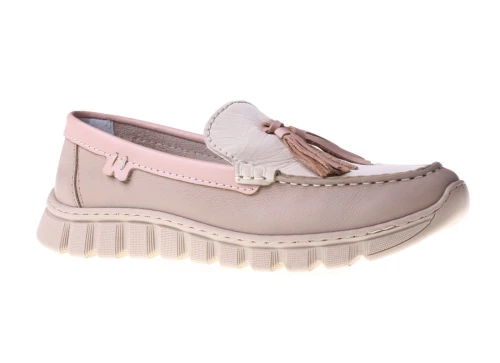 Mokasyny Nessi 23431 beż + róż_6957