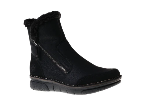 Czarne zapinane na dwa zamki botki damskie Rieker 73371-00_7367
