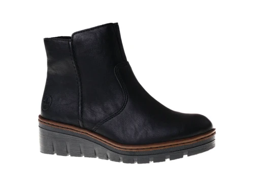 Czarne botki damskie na koturnie Rieker X9165-00_7415