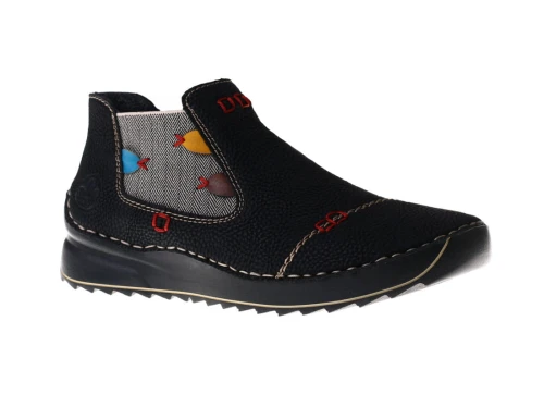 Czarne wsuwane botki damskie Rieker 51592-00_7421