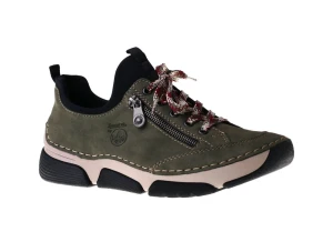 Zielone półbuty damskie w sportowym stylu Rieker 45973-54