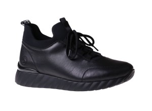 Sportowe półbuty damskie na płaskie podeszwie Remonte D5977-01 czarny
