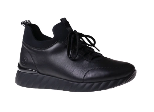 Sportowe półbuty damskie na płaskie podeszwie Remonte D5977-01 czarny_7590