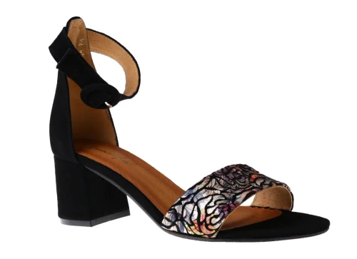 Sandały damskie z zakrytą piętą Maciejka 04141-48/00-5 czarny + kwiaty_7758
