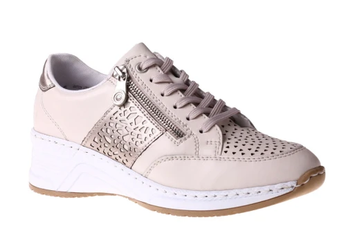Sneakersy damskie na lekkiej podeszwie Rieker N4344-60 beige_7824
