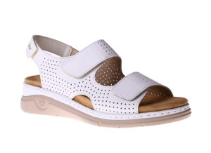 Ażurowe sandały damskie na rzepy Rieker V9260-80 white