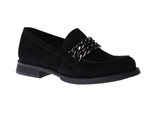 Mokasyny damskie z ozdobnymi łańcuchami Nessi 24597 czarny_7919