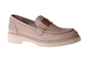 Mokasyny damskie ze złotą ozdobą Nessi 24603 beż