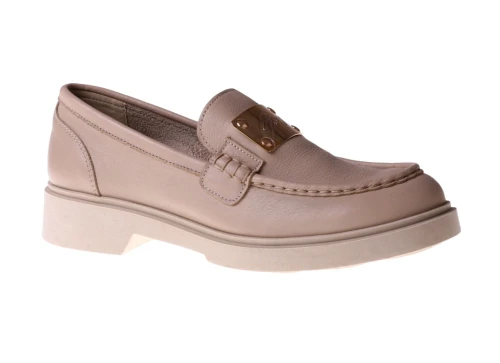 Mokasyny damskie ze złotą ozdobą Nessi 24603 beż_7931