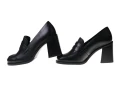 Czarne półbuty damskie na słupkowym obcasie Nessi 23551_8018