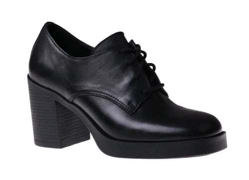 Czarne wiązane półbuty na obcasie Nessi 23513_8028