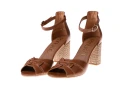 Sandały damskie z ozdobny obcasem Ryłko 7NBN4_T9 jasnobrązowy_8105