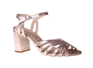 Sandały damskie na stabilnym słupku Ryłko 7NG26-_T9 platynowy