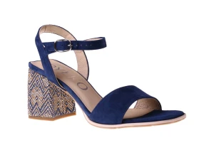 Granatowe sandały z ozdobnym obcasem Ryłko 7VG30_T3