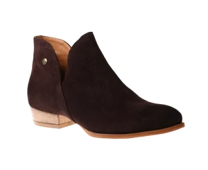 Botki damskie Maciejka na niskim obcasie czekoladowy brąz 04091-79/00-5