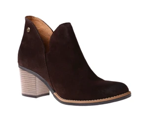 Botki damskie na obcasie Maciejka 04492-100/00-5 czekoladowy brąz